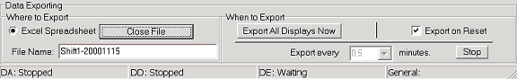 Screen shot of the 87 series data export interface.