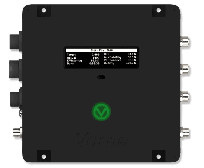 Image of XL HD with OEE metrics on the OLED screen.