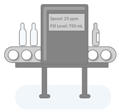 Graphic of a machine with the optimum speed and fill level settings indicated.