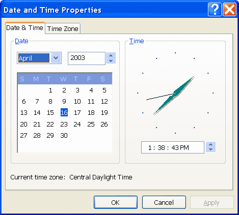 Screen shot of the clock 87 date and time feature.