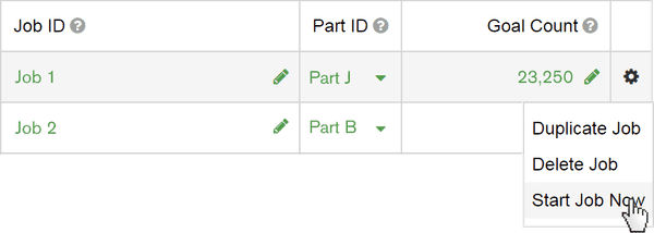 Image of the Micro-MES job configuration feature.