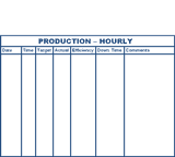 Production whiteboard for hourly metrics.