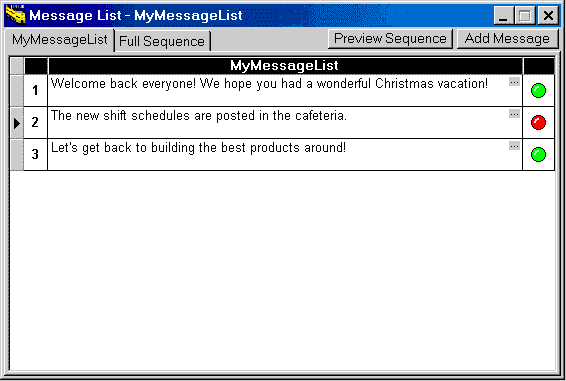 Screen shot of the M1000 Express message list.